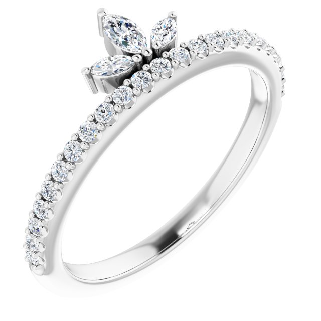 14K White 1/3 CTW Diamond Stackable Crown Ring   